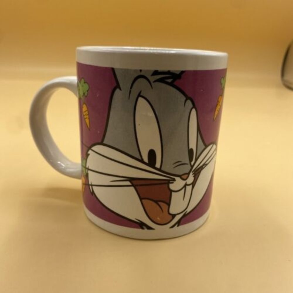 Vtg 1998 Warner Bros Looney Tunes BUGS BUNNY Coffee Mug Tea Cup GIBSON Purple.